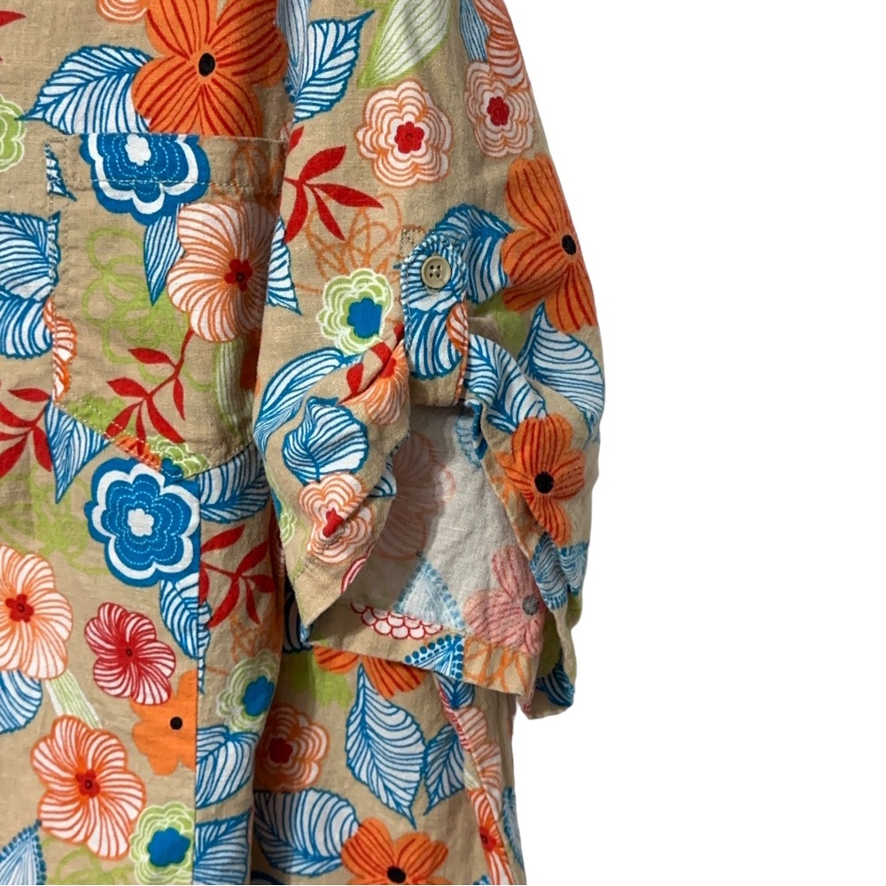 Just My Size Linen Shirt Womens Plus Size 4X Spring Floral - Picture 4 of 6